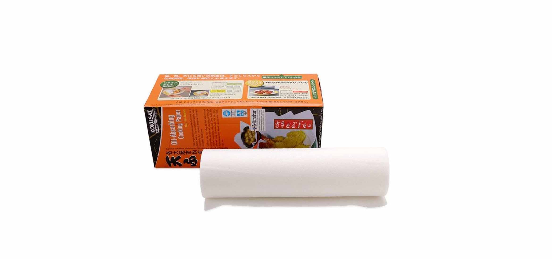 giay-kokusai-nhat-tham-dau.jpg Giấy Thấm Dầu Kokusai Tempura - Thấm Hút 20 lần Dầu Mỡ 2