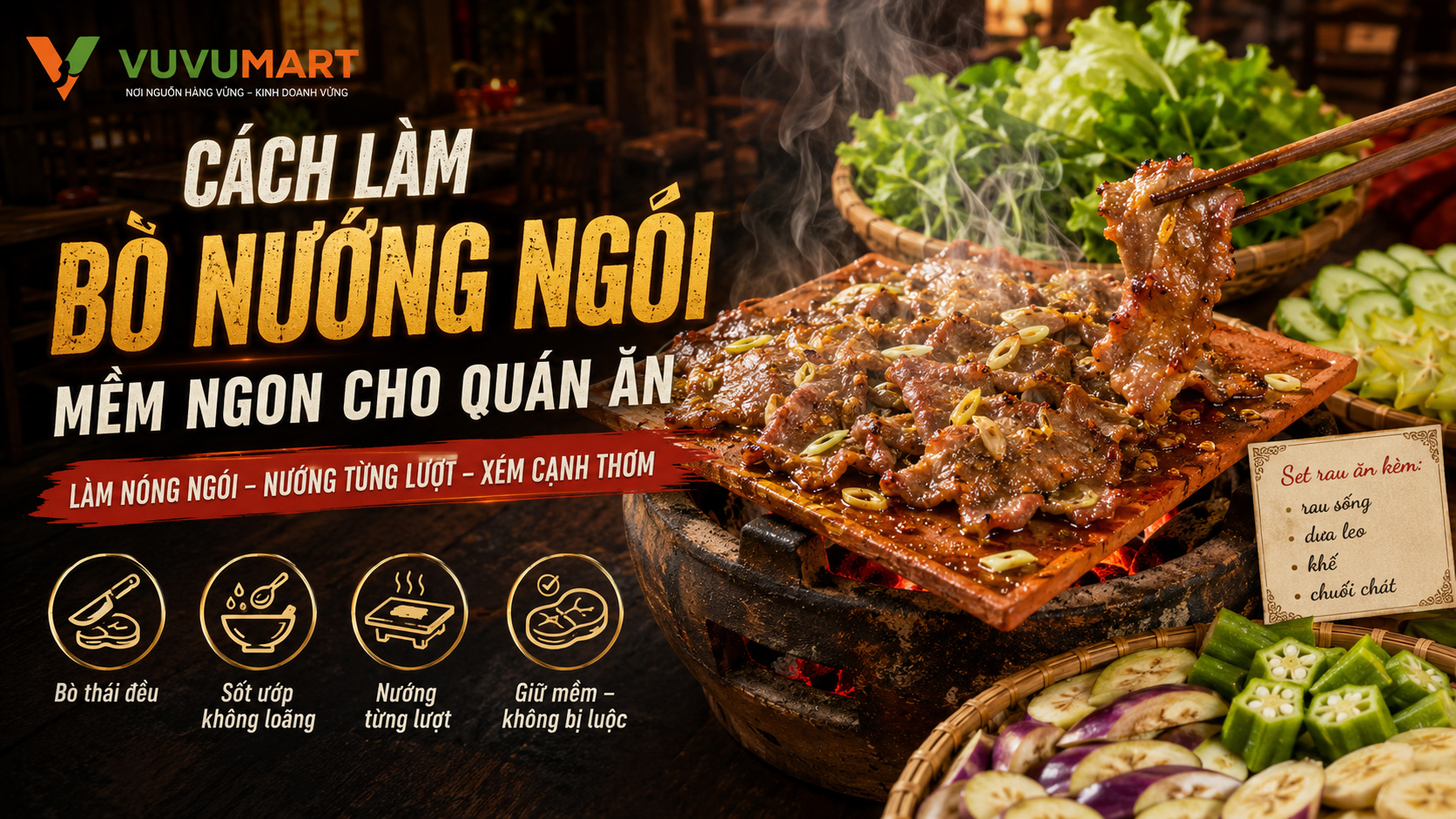 Bò nướng ngói mềm xém cạnh, thơm sả và không chảy nước trên mặt ngói 3 Bò nướng ngói mềm xém cạnh, thơm sả và không chảy nước trên mặt ngói