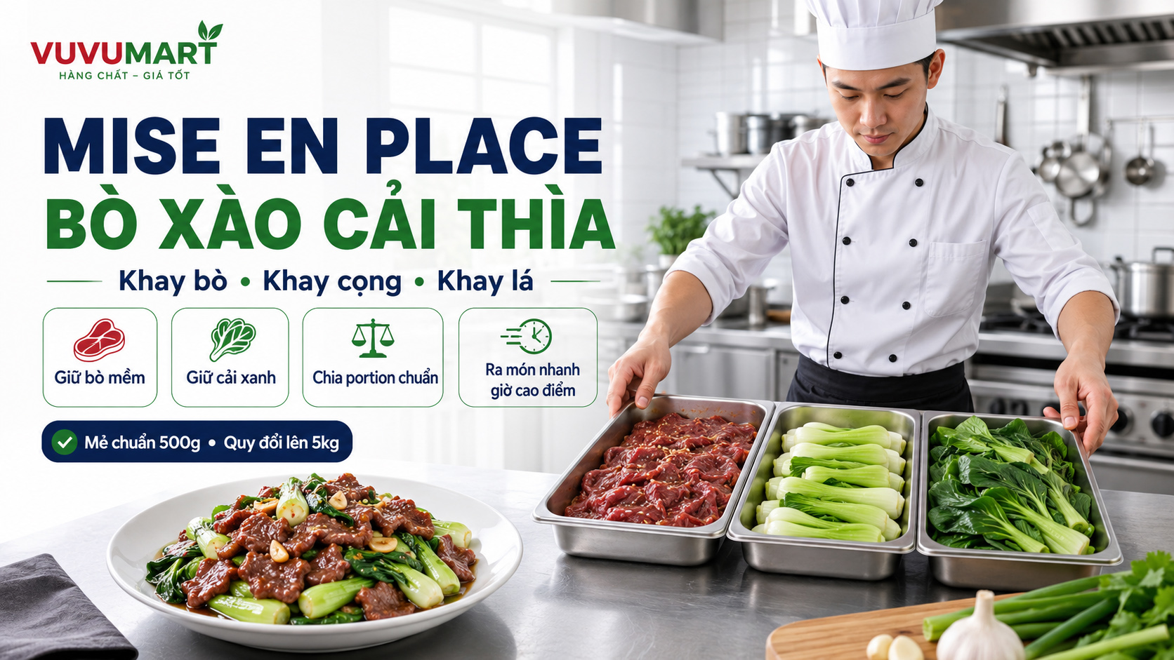 Bò xào cải thìa xanh bóng, cọng giòn và thịt mềm đúng nhịp chảo 3 Bò xào cải thìa xanh bóng, cọng giòn và thịt mềm đúng nhịp chảo