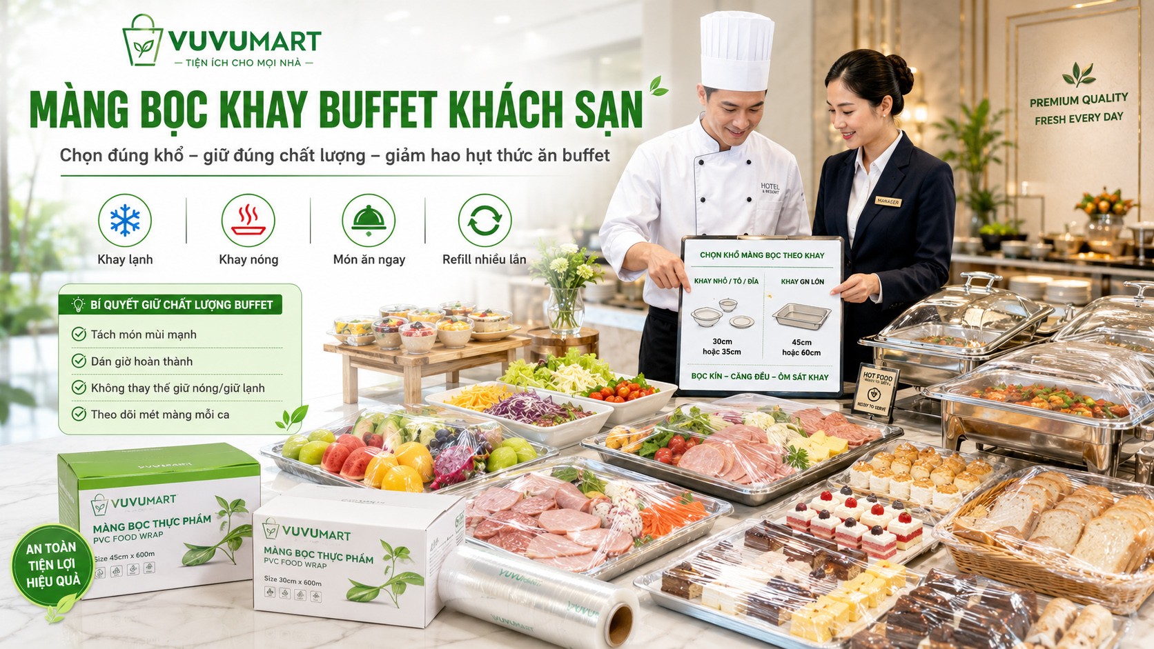 Cách bảo quản khay thức ăn buffet không khô, ám mùi hay xuống màu