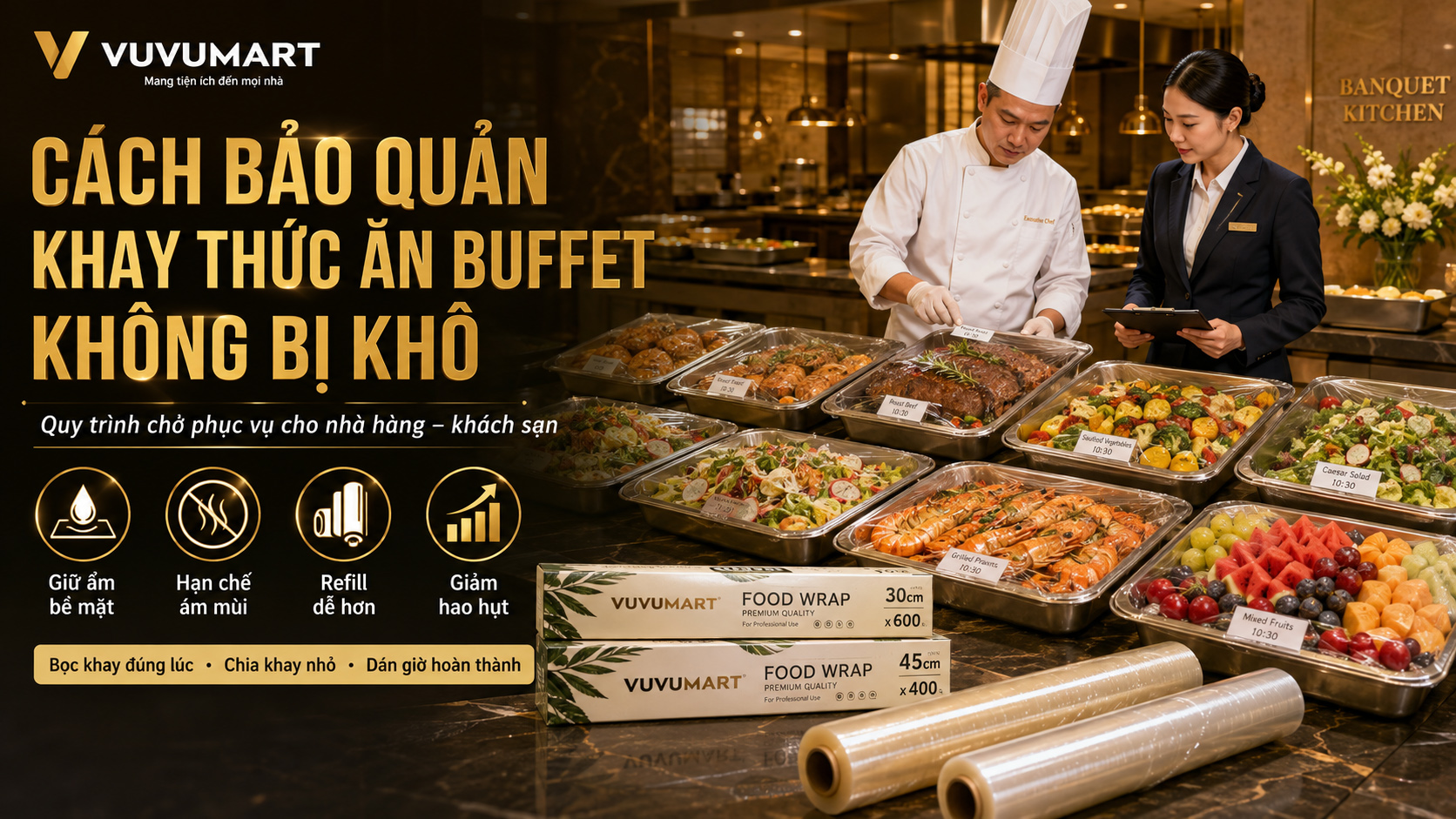 Cách bảo quản khay thức ăn buffet không khô, ám mùi hay xuống màu