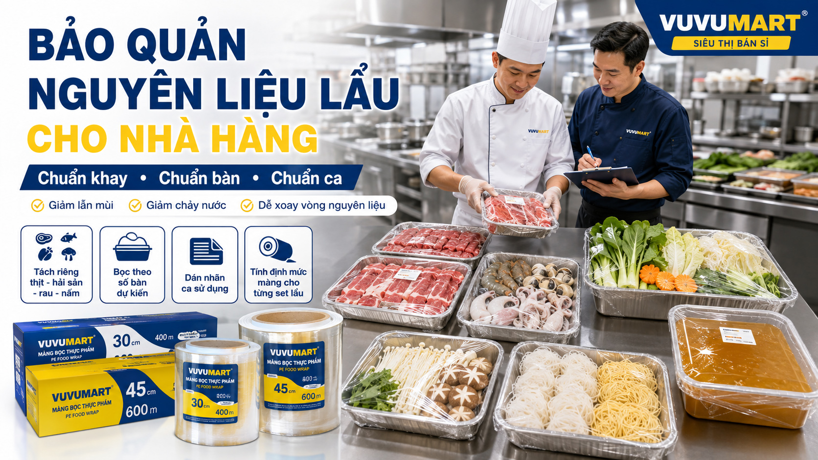 Cách bảo quản nguyên liệu lẩu cho nhà hàng Thịt, hải sản, rau và nước dùng