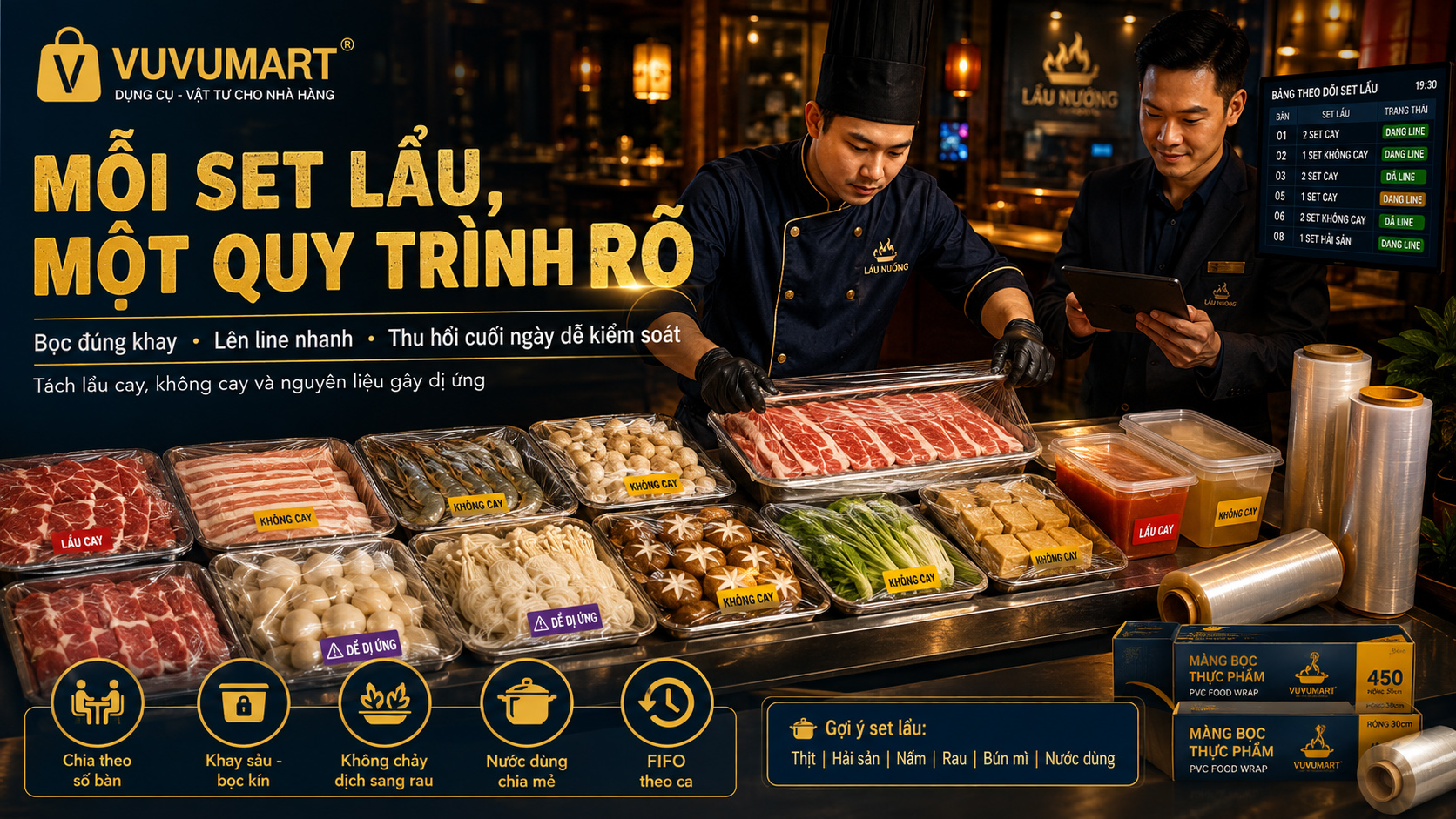 Cách bảo quản nguyên liệu lẩu cho nhà hàng Thịt, hải sản, rau và nước dùng