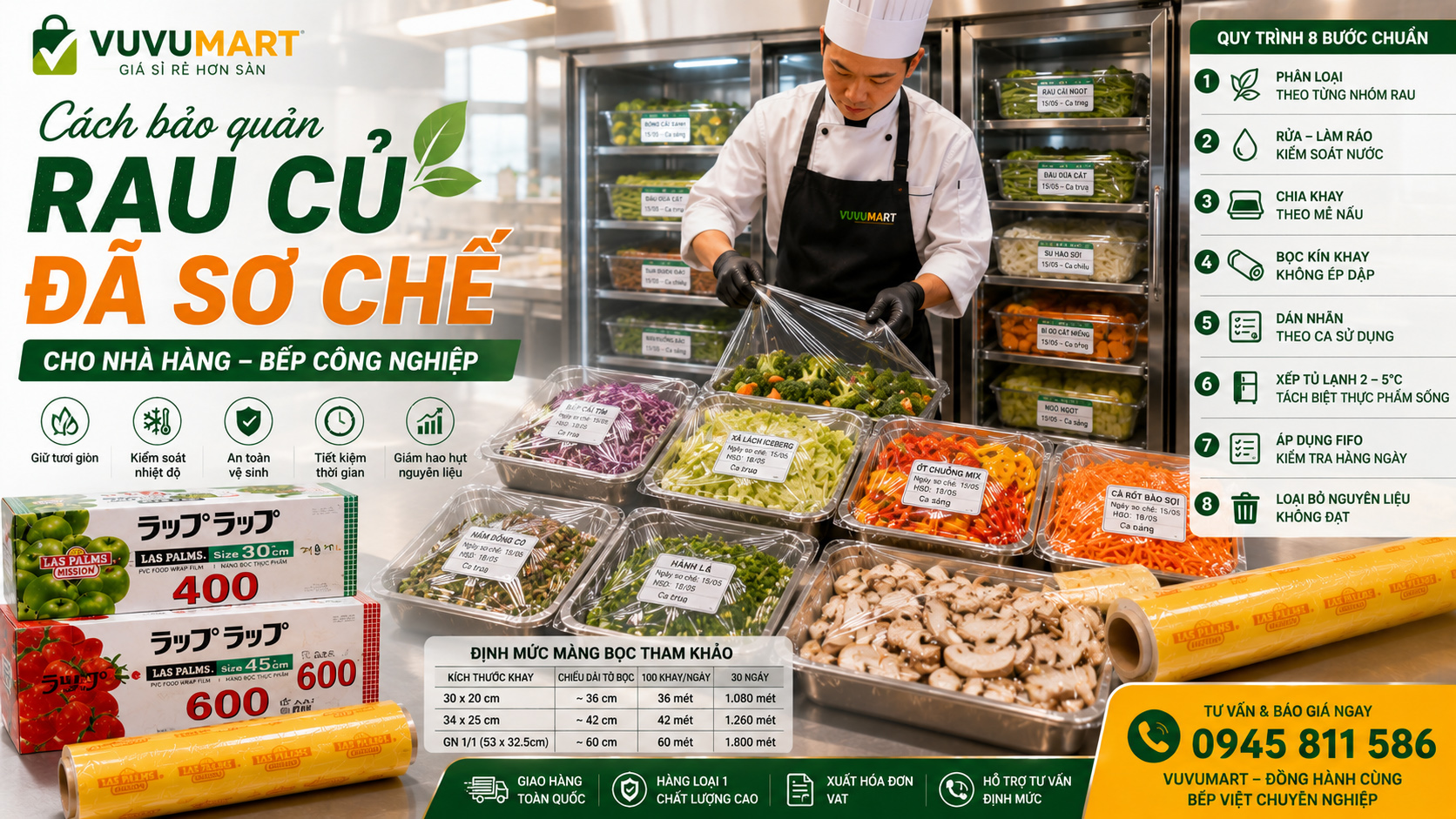 Cách bảo quản rau củ đã sơ chế cho nhà hàng tươi lâu, giảm hao hụt
