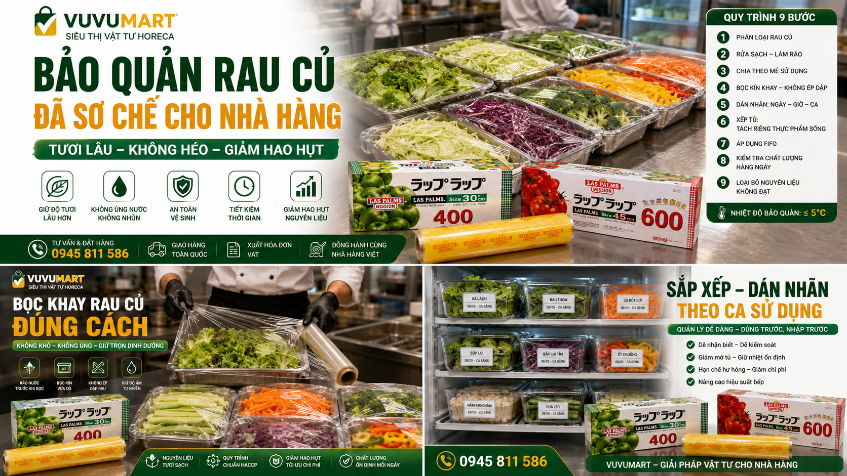 Cách bảo quản rau củ đã sơ chế cho nhà hàng tươi lâu, giảm hao hụt