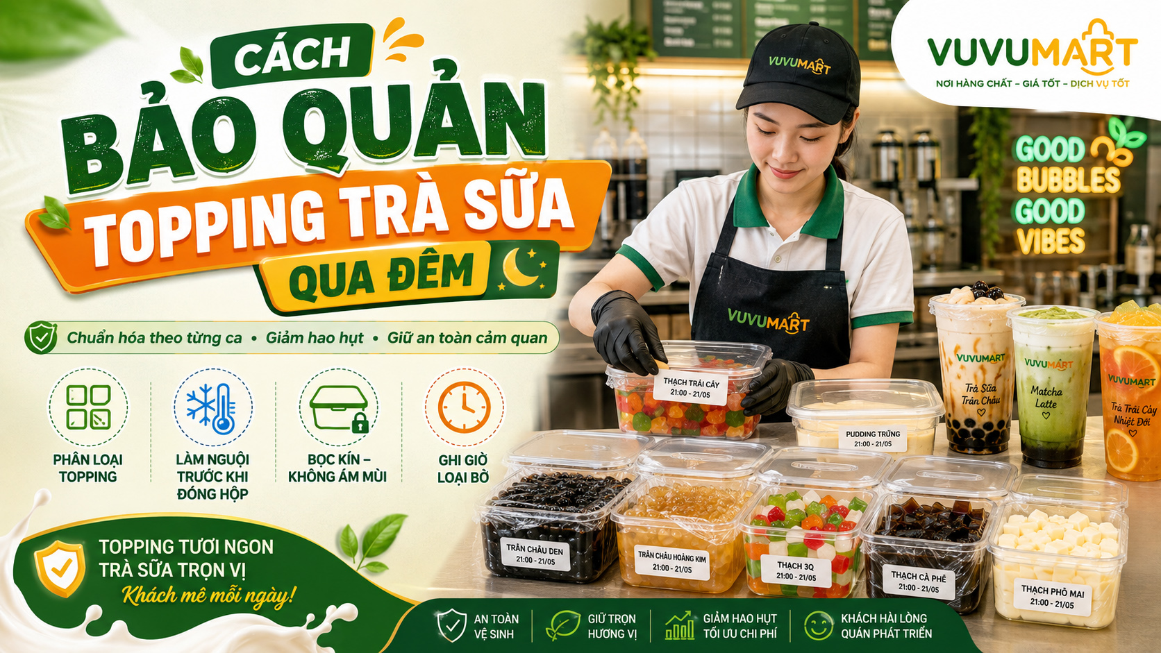 Cách bảo quản topping trà sữa qua đêm không cứng, chua hay tách nước
