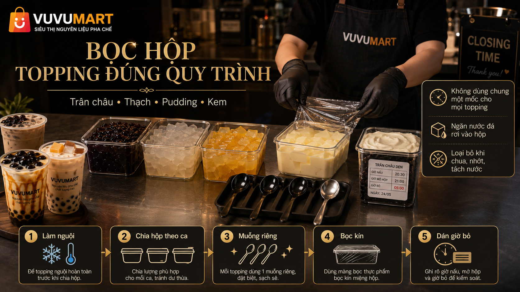 Cách bảo quản topping trà sữa qua đêm không cứng, chua hay tách nước