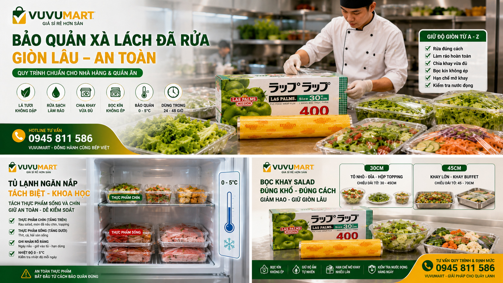 Cách bảo quản xà lách đã rửa giòn lâu, không úng cho quầy salad