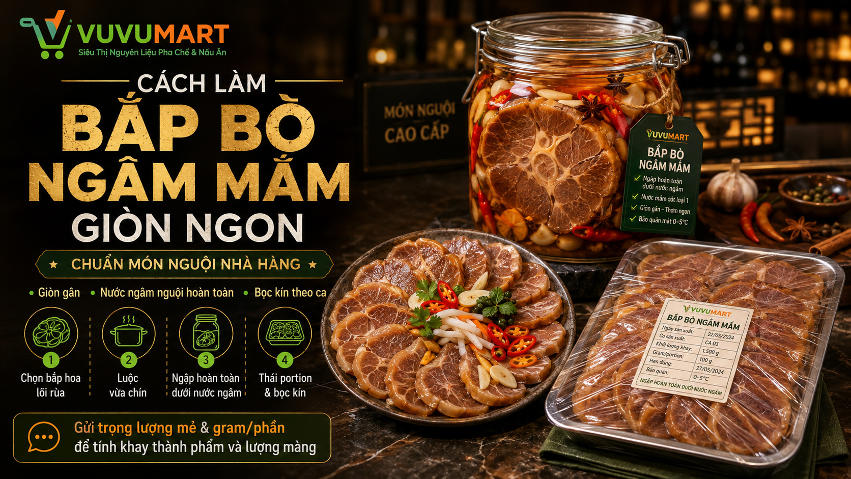 Cách làm bắp bò ngâm mắm giòn sần sật, thơm tiêu tỏi và thấm đều