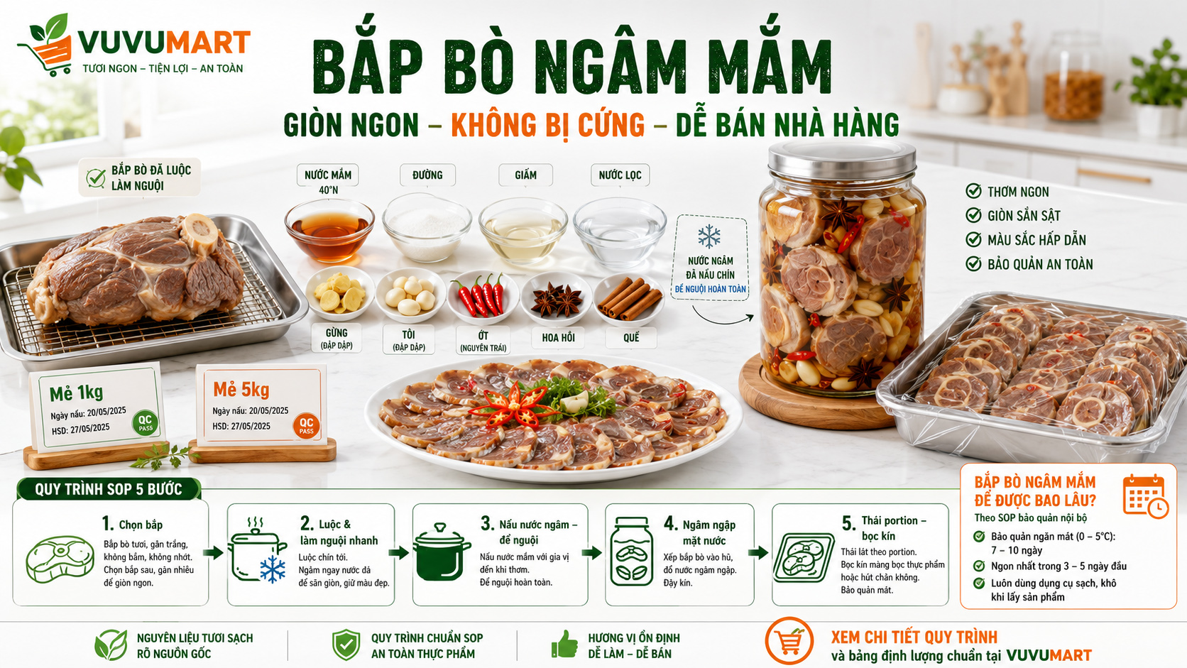 Cách làm bắp bò ngâm mắm giòn sần sật, thơm tiêu tỏi và thấm đều