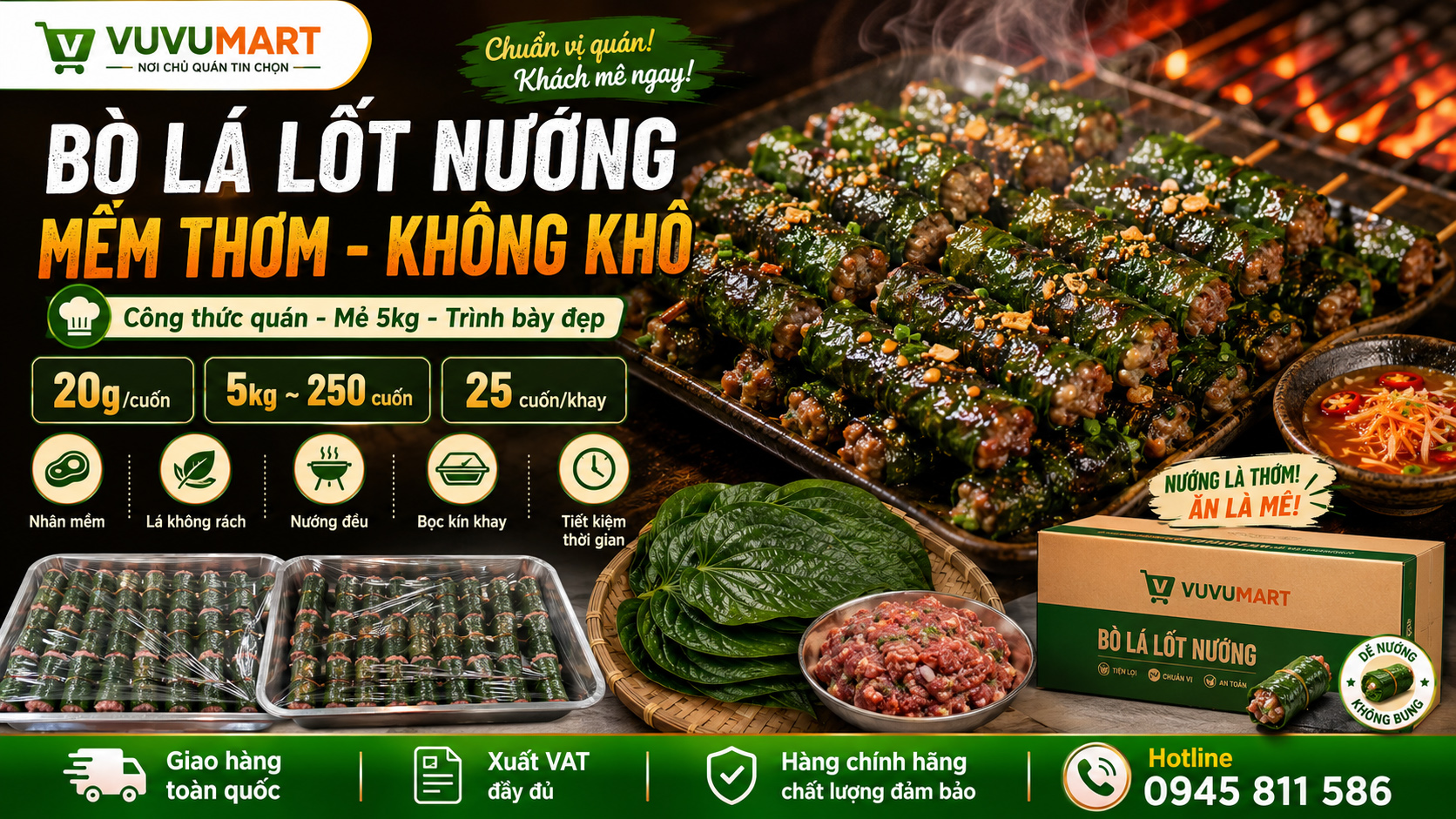 Cách làm bò lá lốt thơm nức, nhân mềm béo và cuốn đều đẹp để bán quán