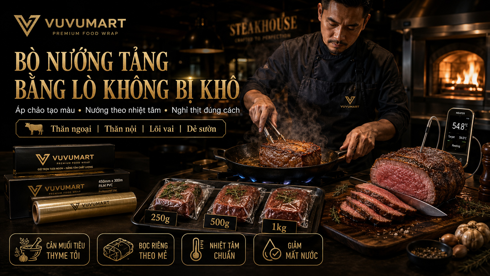Cách làm bò nướng tảng mềm mọng, chín đều và lên màu đẹp như nhà hàng