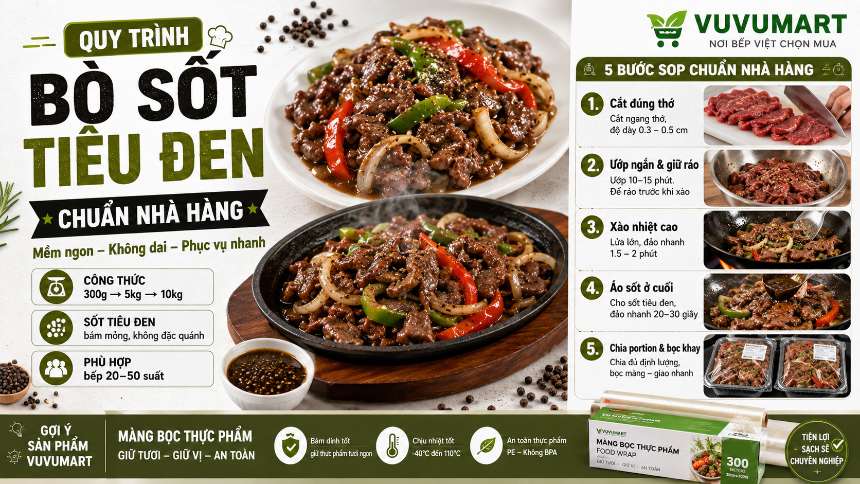 Cách làm bò sốt tiêu đen mềm mọng, sốt cay thơm sánh bóng như nhà hàng