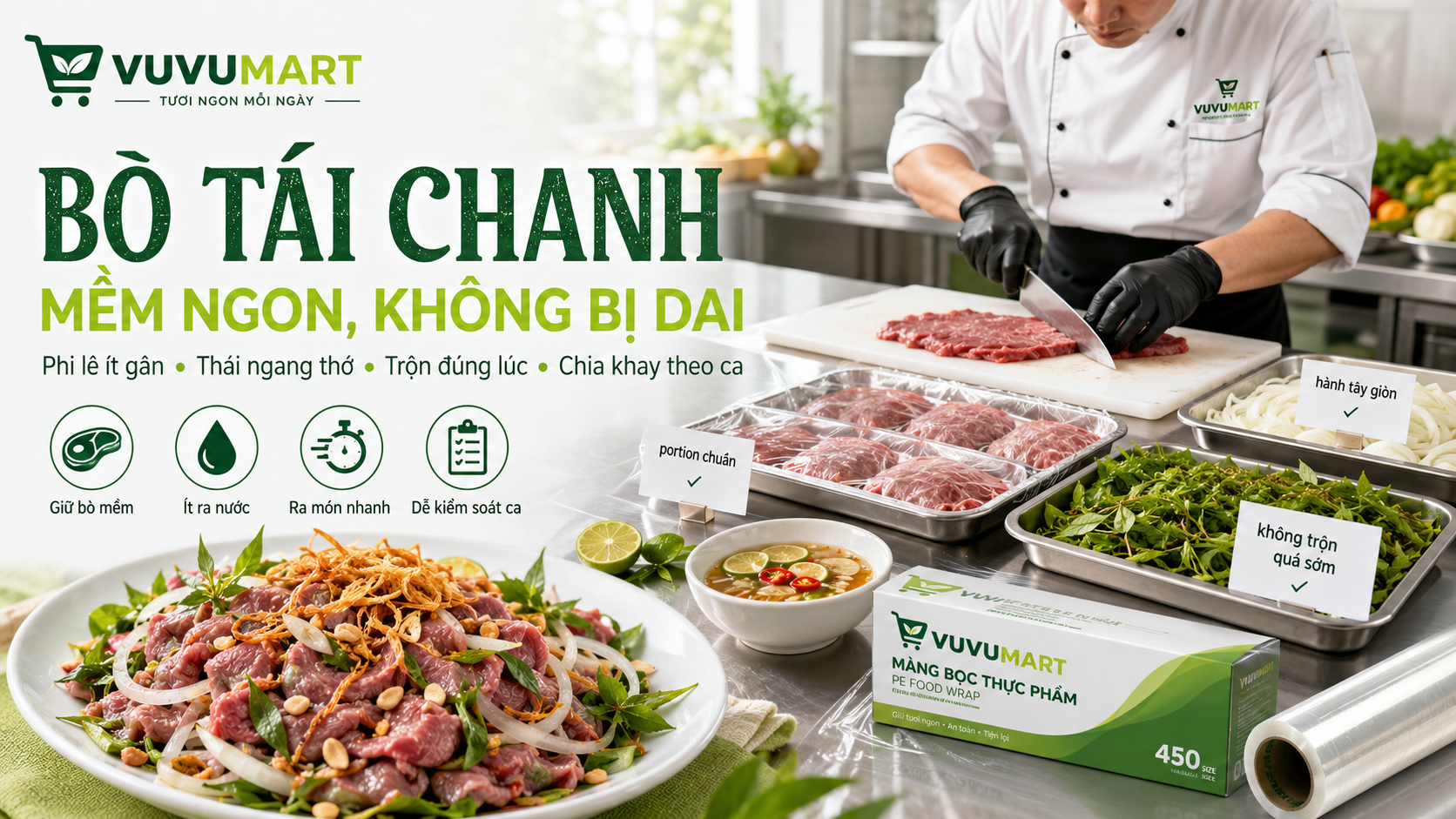 Cách làm bò tái chanh mềm ngọt, chua dịu và thơm hành phi như quán 2 Cách làm bò tái chanh mềm ngọt, chua dịu và thơm hành phi như quán