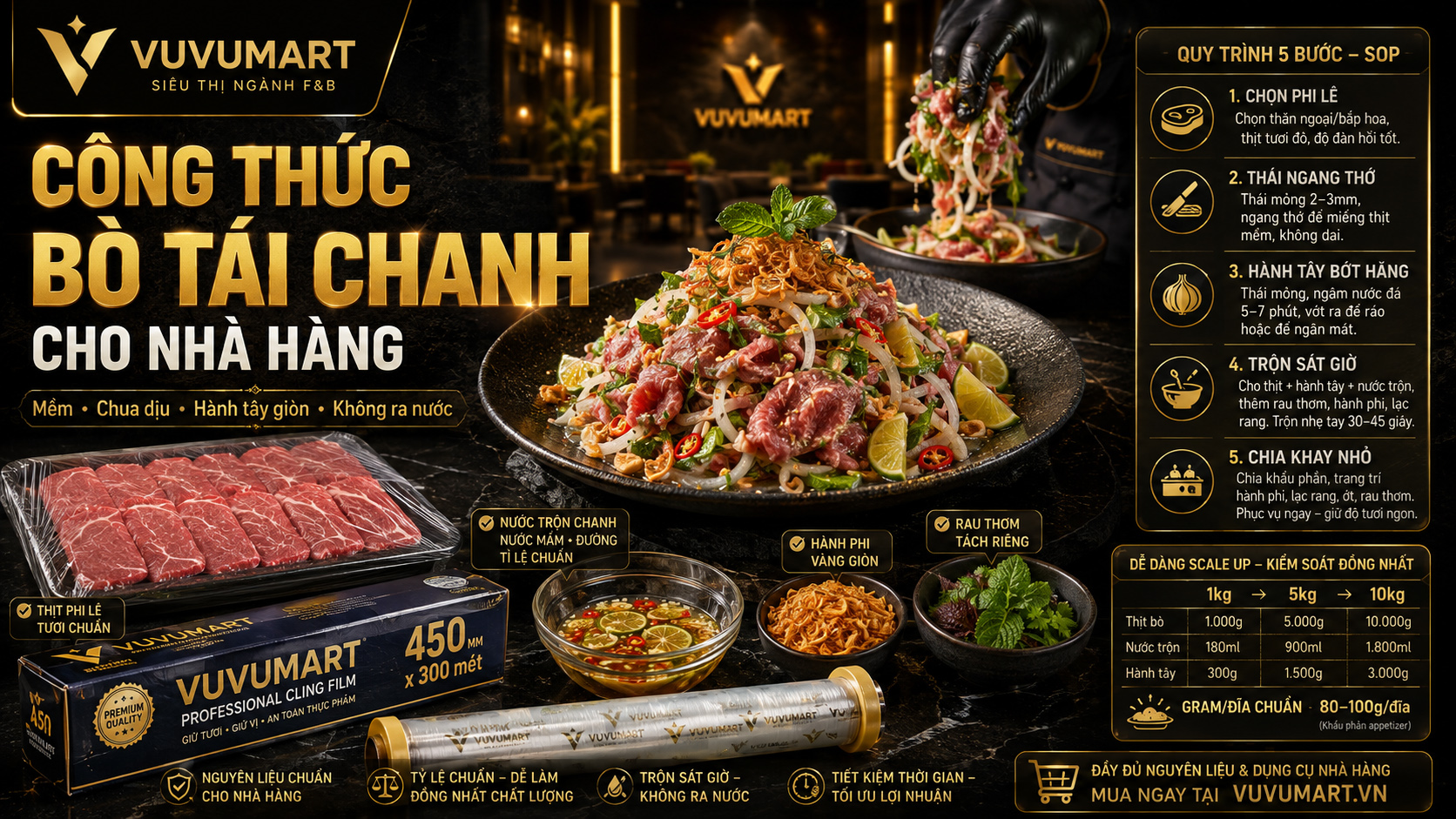 Cách làm bò tái chanh mềm ngọt, chua dịu và thơm hành phi như quán 3 Cách làm bò tái chanh mềm ngọt, chua dịu và thơm hành phi như quán
