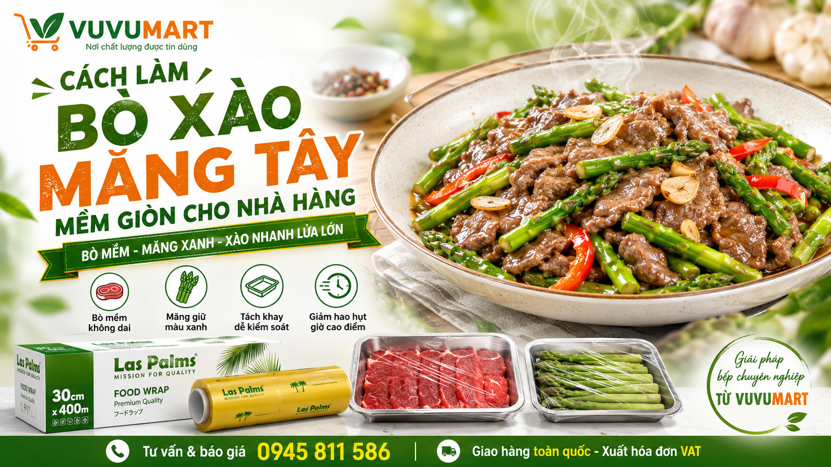 Cách làm bò xào măng tây thịt mềm, măng giòn xanh và không ra nước
