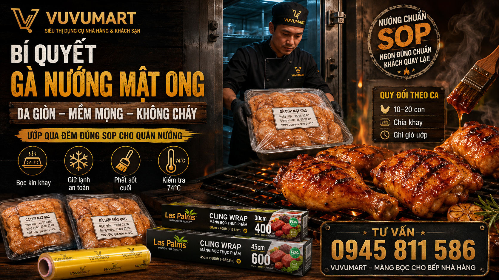 Cách làm gà nướng mật ong da vàng giòn, thịt mọng nước như nhà hàng