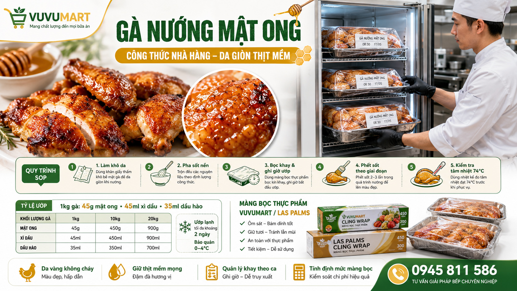 Cách làm gà nướng mật ong da vàng giòn, thịt mọng nước như nhà hàng