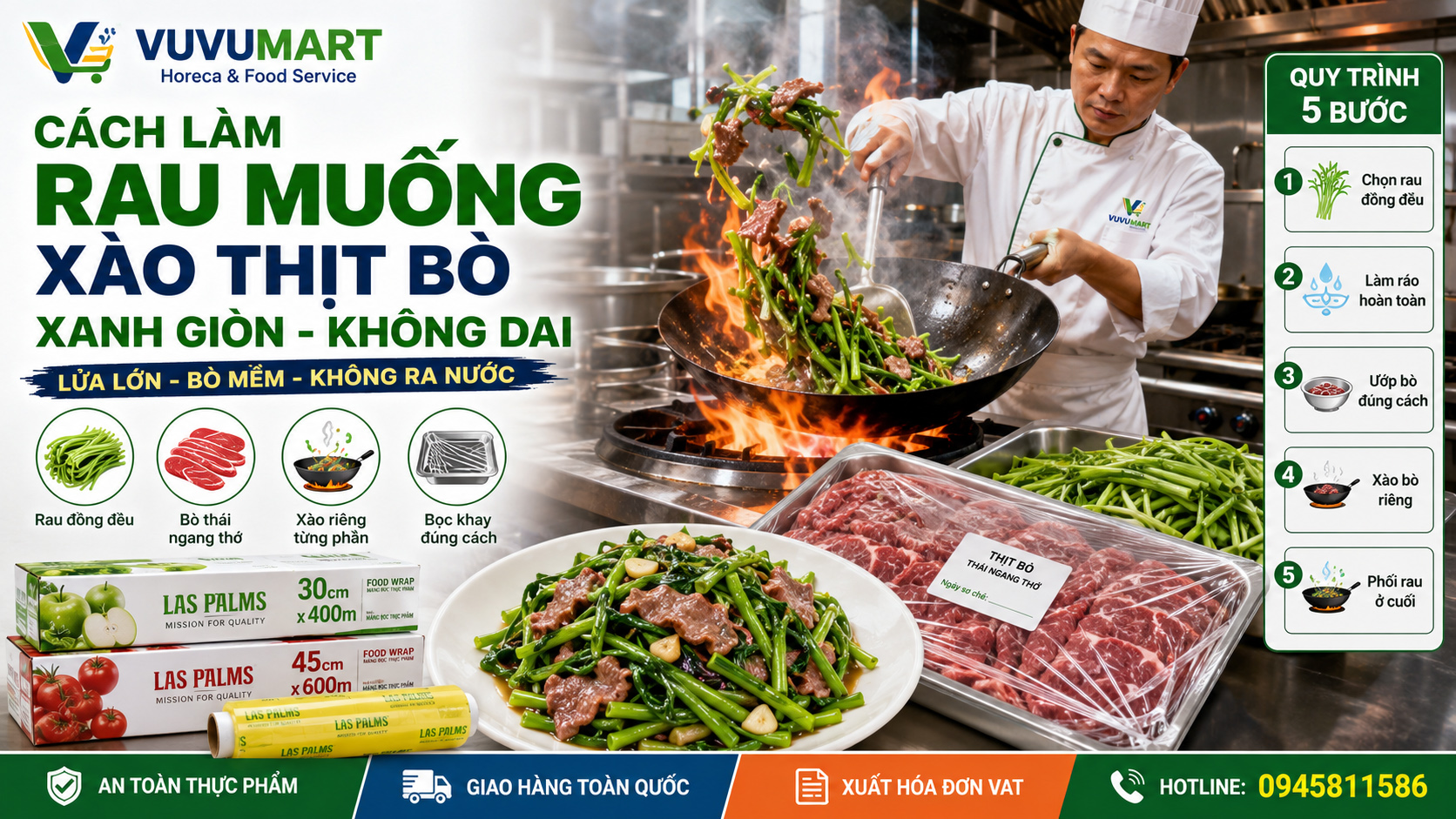Cách làm rau muống xào bò xanh giòn, thịt mềm và thơm nức tỏi 3 Cách làm rau muống xào bò xanh giòn, thịt mềm và thơm nức tỏi