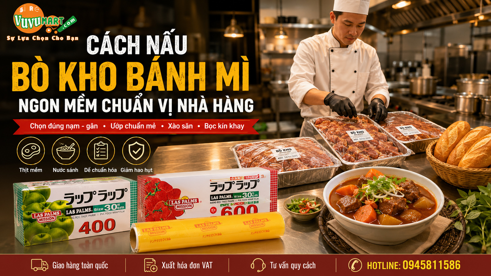 Cách nấu bò kho bánh mì thịt mềm gân giòn, nước sánh thơm chuẩn quán