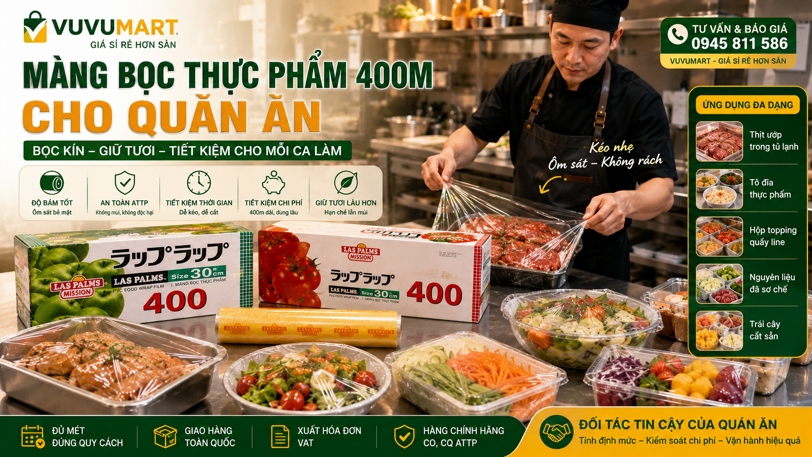 Màng bọc thực phẩm 400m cho quán ăn Khi nào nên chọn khổ 30cm