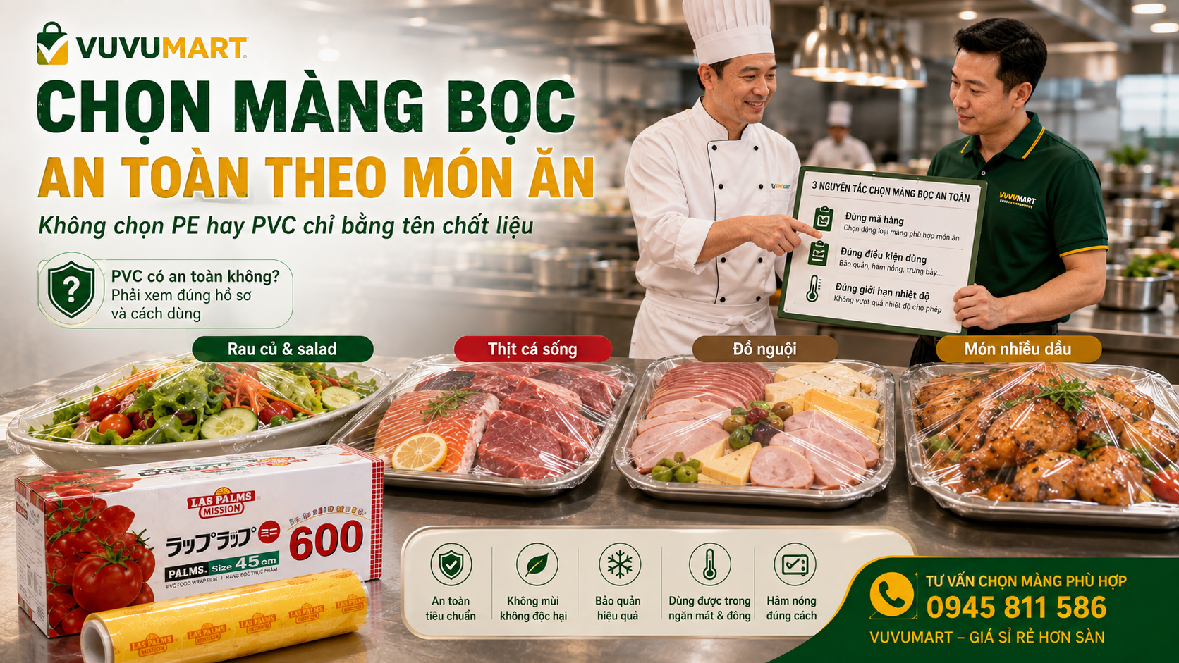 Màng bọc thực phẩm PE hay PVC cho nhà hàng Chọn theo món và điều kiện sử dụng