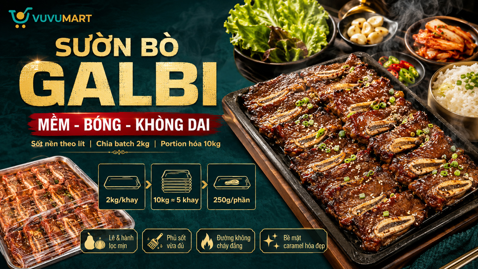 Sườn bò nướng Hàn Quốc mọng nước, thơm lê và sốt bóng bám từng thớ thịt