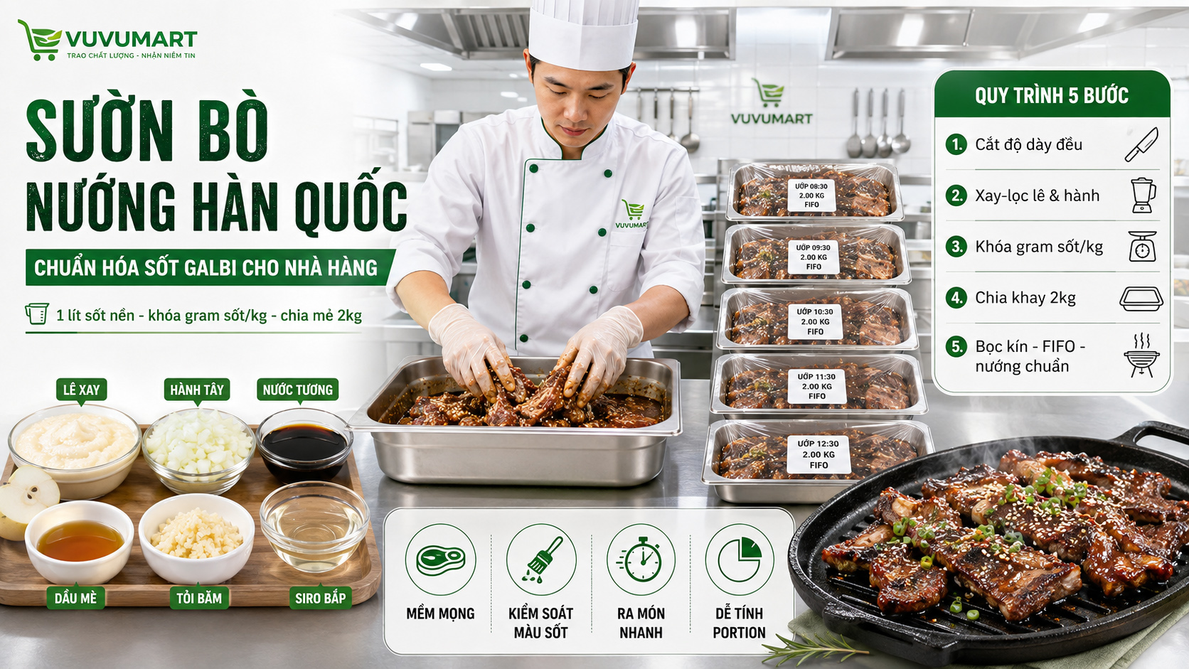 Sườn bò nướng Hàn Quốc mọng nước, thơm lê và sốt bóng bám từng thớ thịt